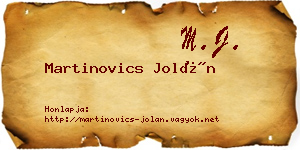 Martinovics Jolán névjegykártya