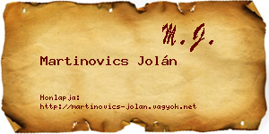 Martinovics Jolán névjegykártya