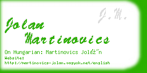 jolan martinovics business card